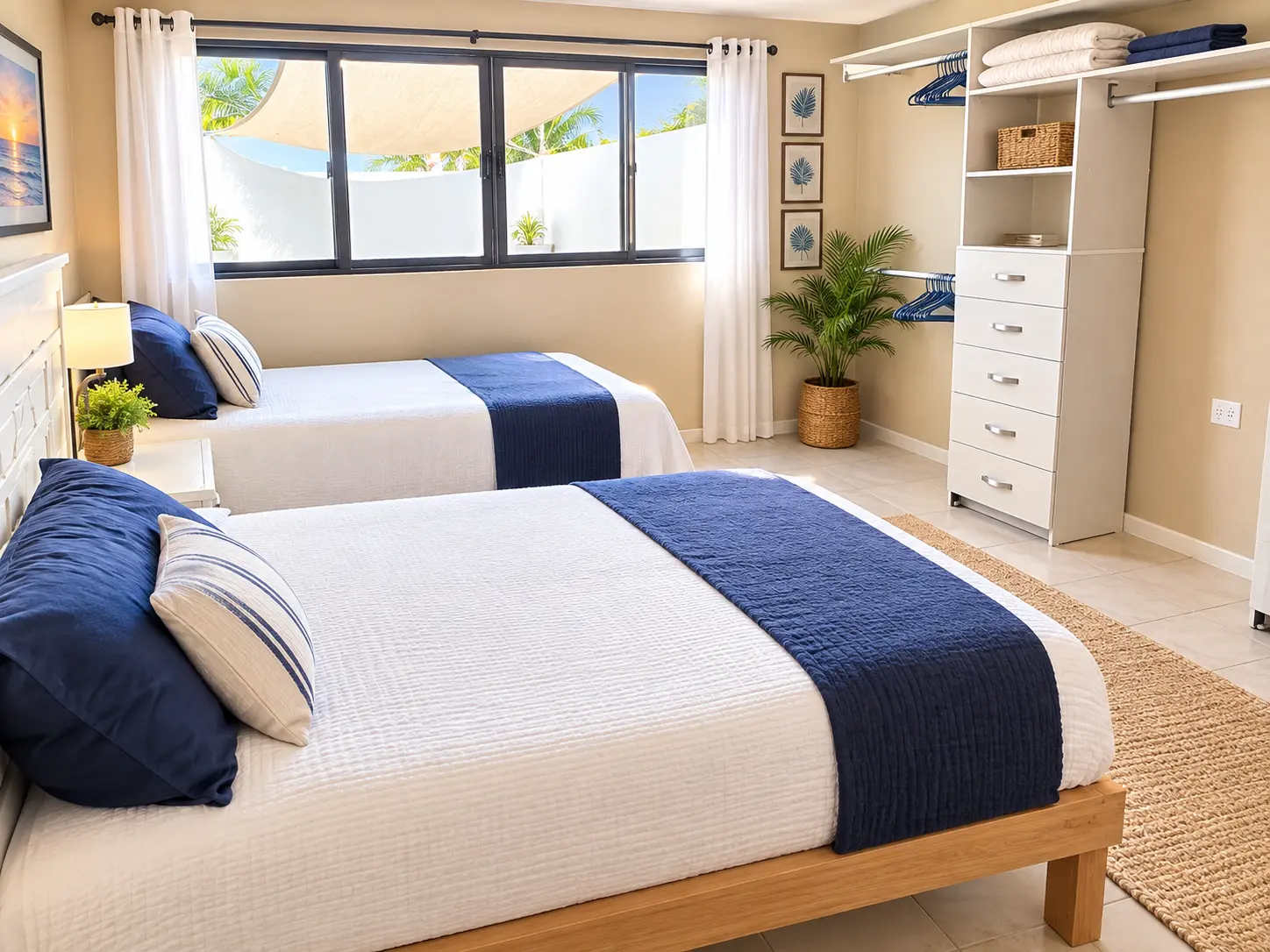 Casa Aak main bedroom with two beds